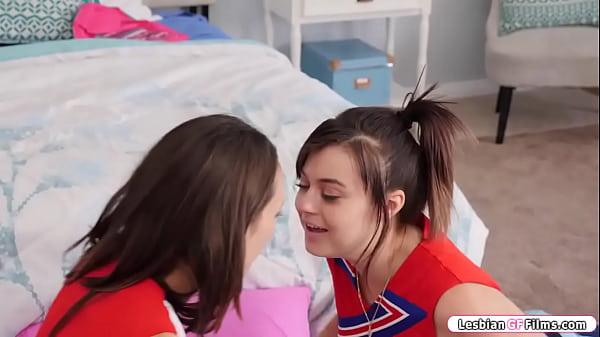 Me and my big tits cheerleader gf are horny as fuck.I kiss her while rubbing my pussy on her leg.She sucks my boobs while masturbating my hairy pussy